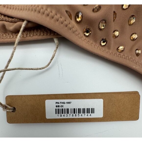 SKIMS Kim Kardashian Sparkle Thong Swarovski Crystal Sienna Brown Women's 2X - Picture 4 of 6